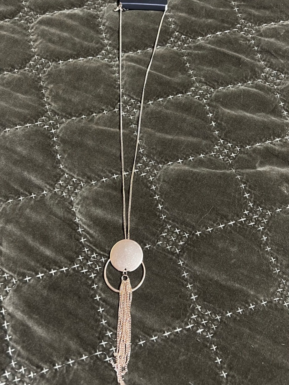 Gold Circle Pendant Tassel Necklace - Women Jewelry